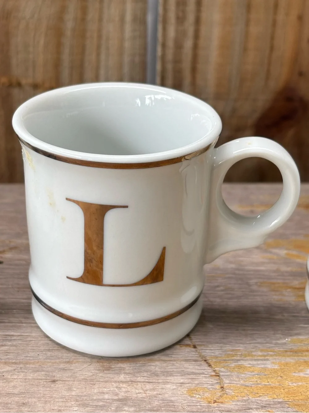 Williams Sonoma Gold Initial Espresso Coffee Demitasse Monogram Cup Size 3oz